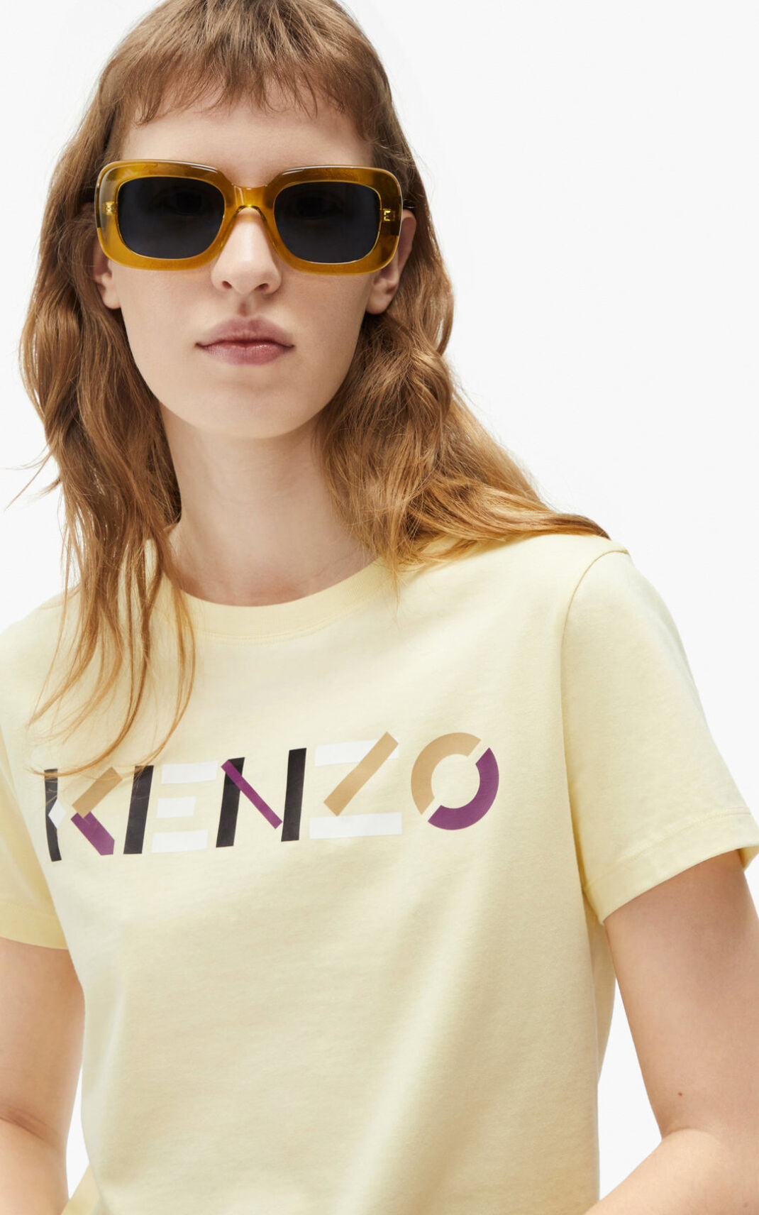 Kenzo with multicoloured logo μπλουζακια γυναικεια κρέμα | GR328389